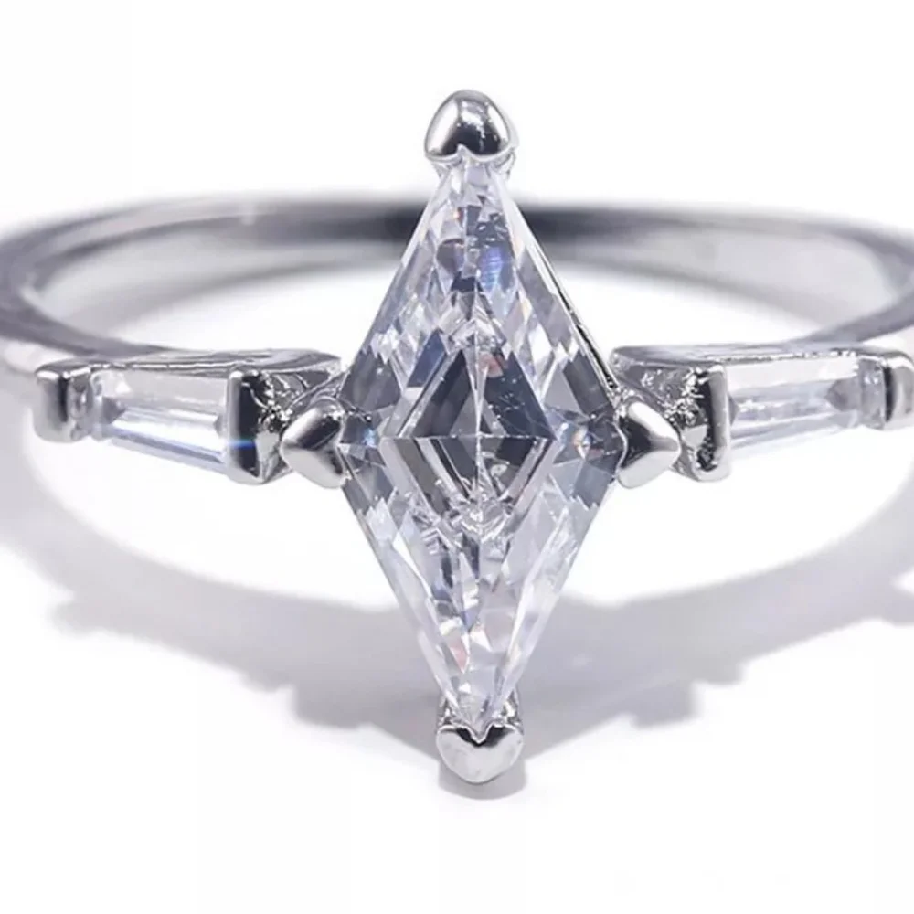 NEW Platinum Plated  Brilliant Marquise Diamond Ring - Picture 10 of 13